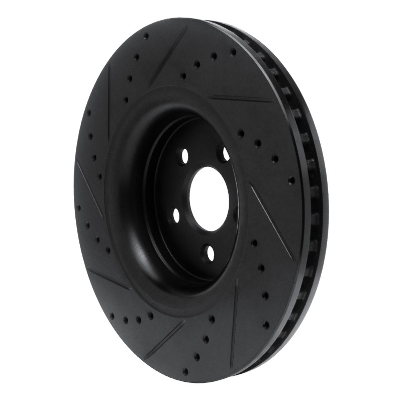 Ford Edge Brake Rotor (1) - Front Right - R1 Concepts - Drilled & Slotted - Black - `15-`21